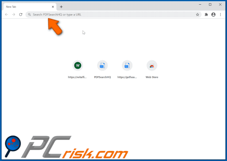 Apariencia del secuestrador de navegador PDFSearchHQ GIF