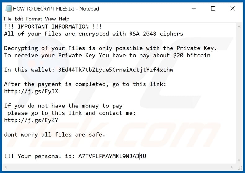 Instrucciones de desencriptado de Snopy (HOW TO DECRYPT FILES.txt)