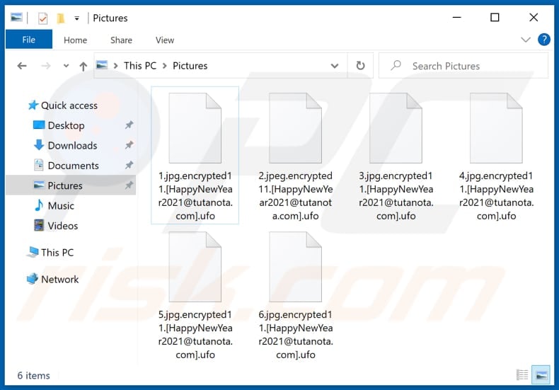 Archivos encriptados por el ransomware Ufo (extensión .ufo)