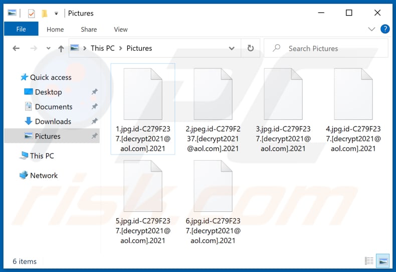 Archivos encriptados por el ransomware 2021 (extensión .2021)