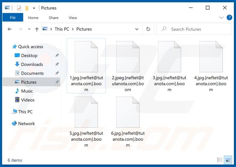 Archivos encriptados por el ransomware Epsilon (extensión .boom)