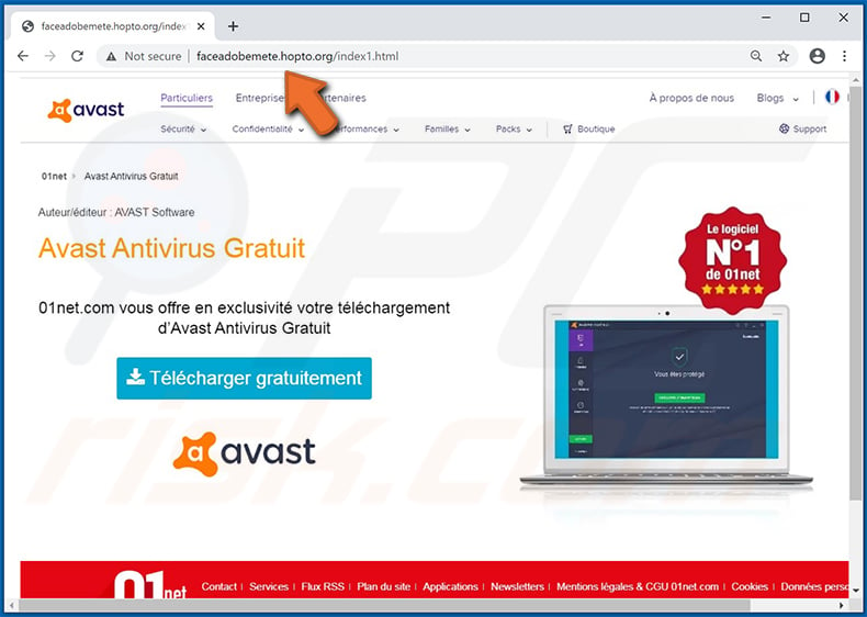 Sitio web falso de Avast que propaga el troyano Grandoreiro
