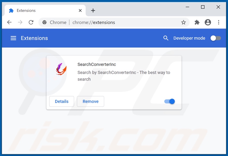 Eliminando las extensiones de Google Chrome relacionadas con searchconverterinc.com