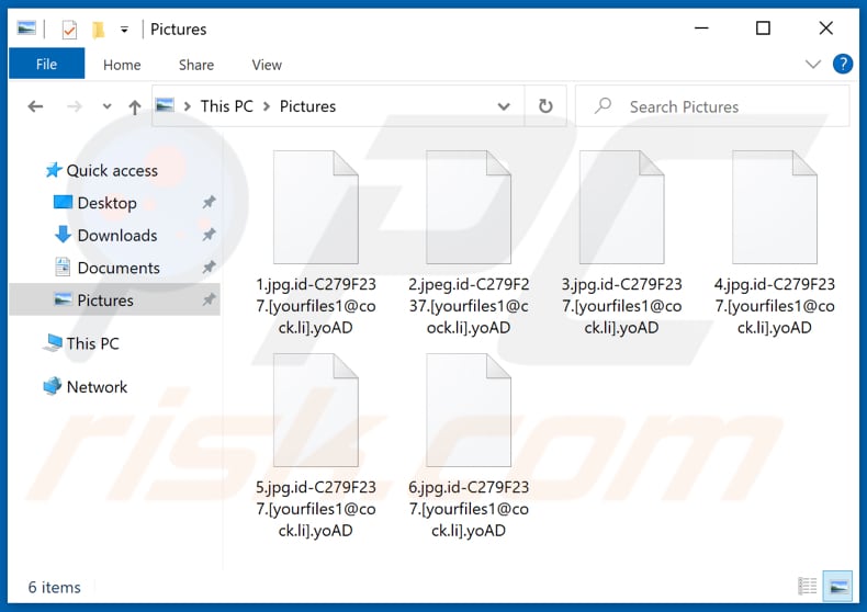 Archivos encriptados por el ransomware yoAD (extensión .yoAD)