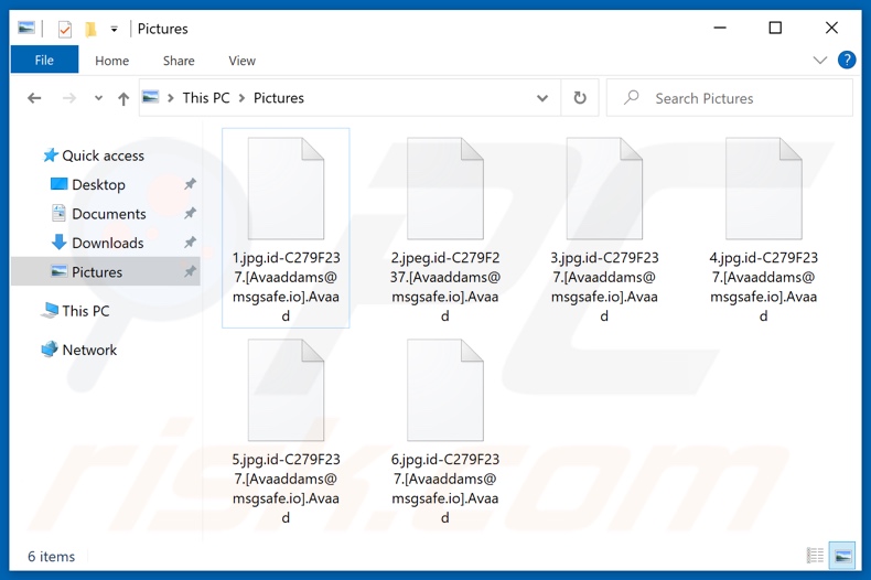 Archivos encriptados por el ransomware Avaad (extensión .Avaad)