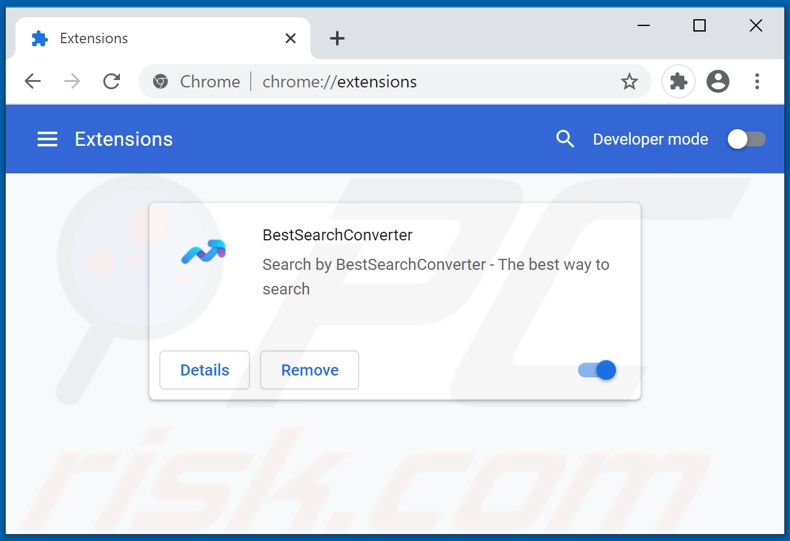 Eliminando las extensiones de Google Chrome relacionadas con bestsearchconverter.com