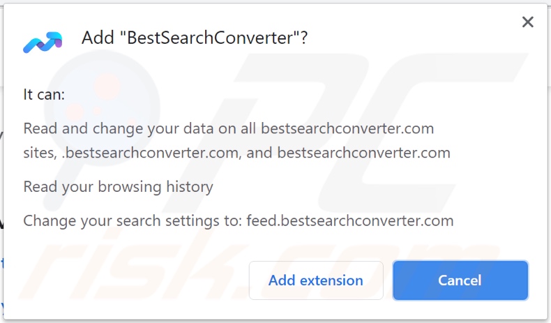 Secuestrador de navegador BestSearchConverter solicitando permisos
