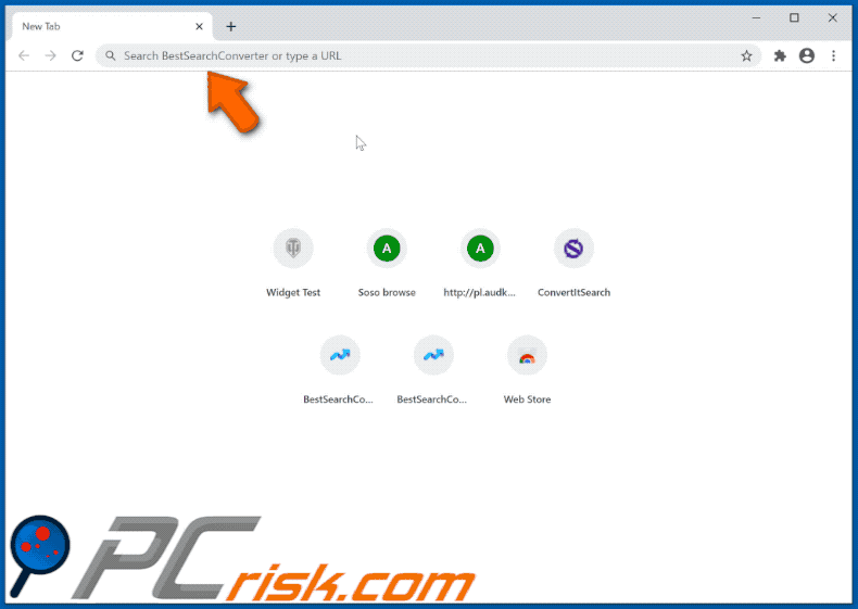 BestSearchConverter browser hijacker redirecting to Yahoo (GIF)