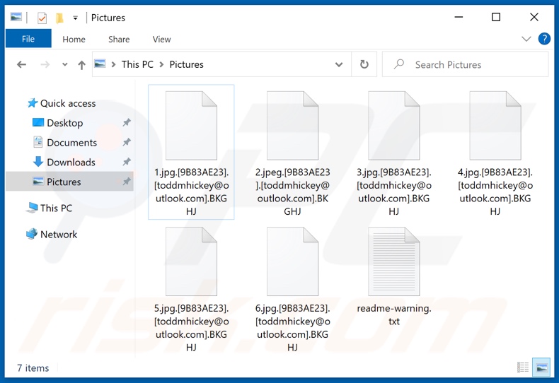 Archivos encriptados por el ransomware BKGHJ (extensión .BKGHJ)