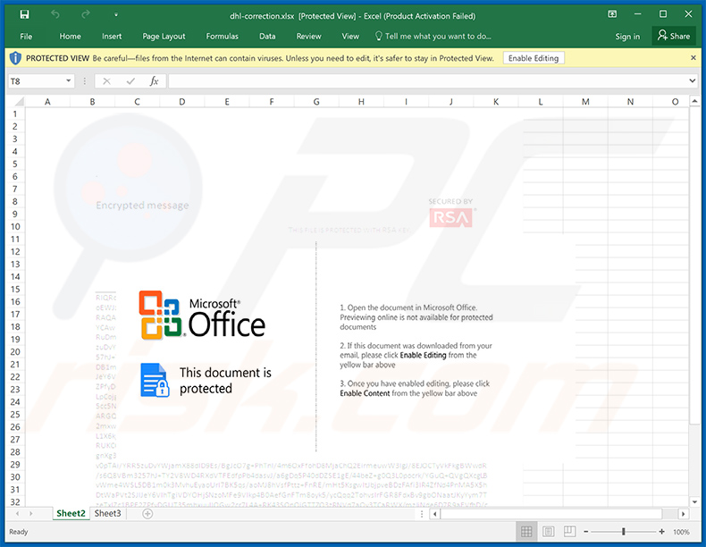 Documento malicioso de MS Excel distribuido a través de emails no deseados 