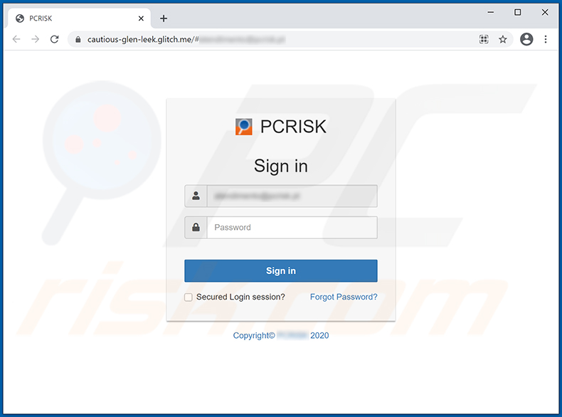 Sitio web de phishing promocionado a través de correo electrónico de E-Mail Clustered (2021-02-08)