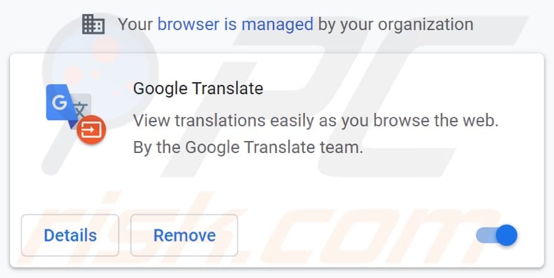 Extensión falsa de Google Translate instalada en Chrome