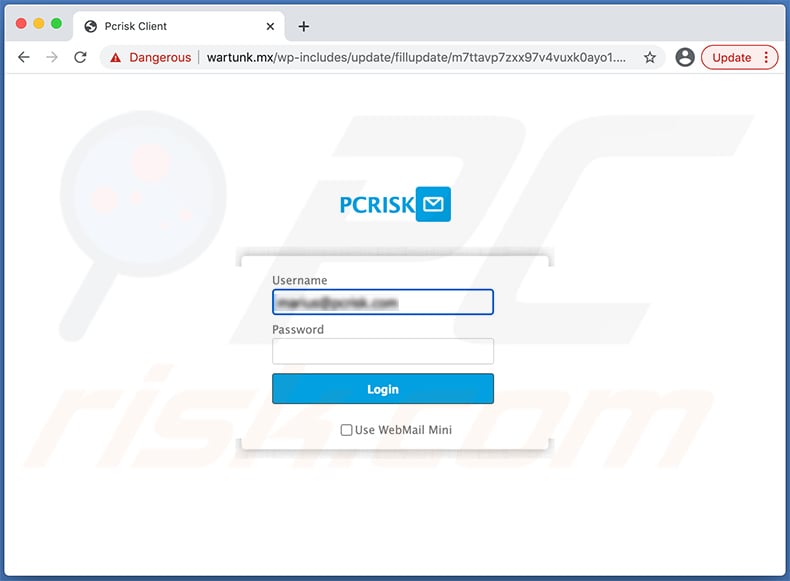 Sitio web de phishing promocionado a través de correo electrónico no deseado con vencimiento de contraseña (2021-02-08)