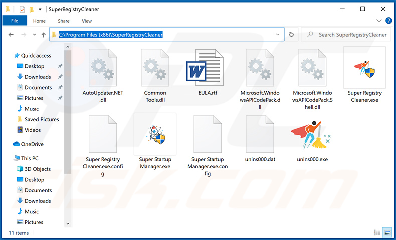 Archivos de la aplicación no deseada SuperRegistryCleaner