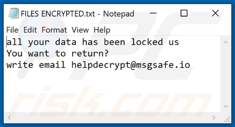 Archivo de texto del ransomware Text (FILES ENCRYPTED.txt)