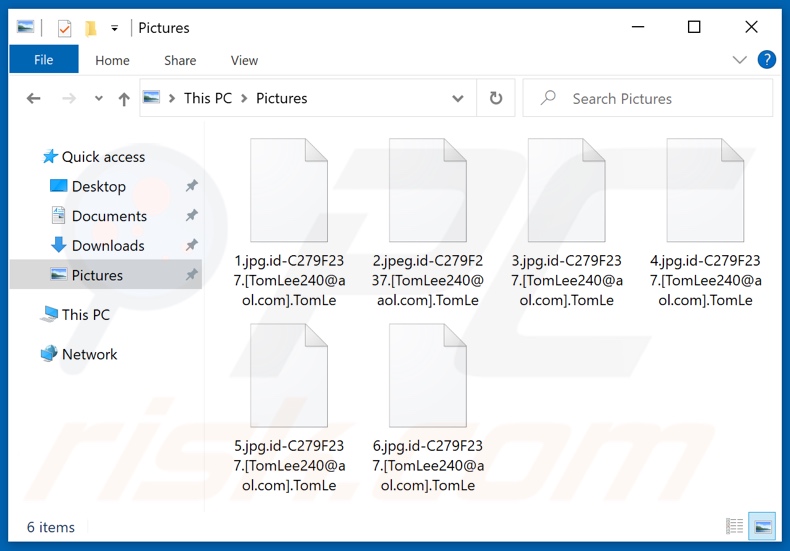 Archivos encriptados por el ransomware TomLe (extensión .TomLe)