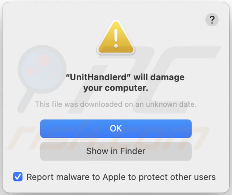Es probable que aparezca una ventana emergente del adware UnitHandler cuando los usuarios tienen UnitHandler instalado