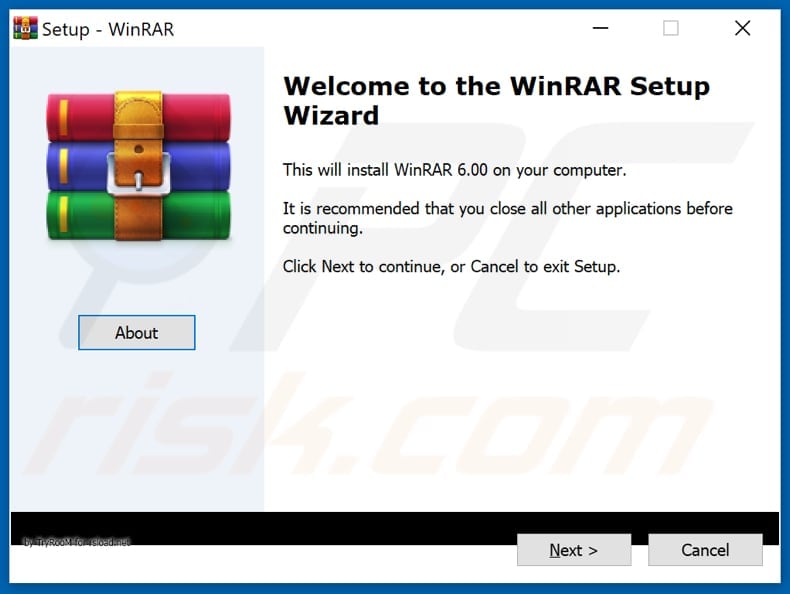 Instalador WinRAR falso utilizado para distribuir el ransomware Vovalex