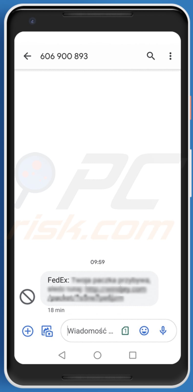 Sitio web falso del malware FluBot sms polaco