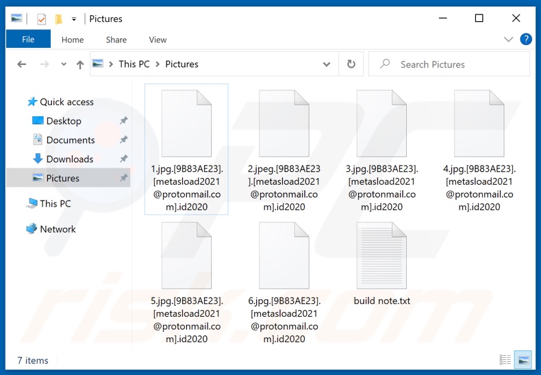 Archivos encriptados por el ransomware Id2020 (extensión .id2020)