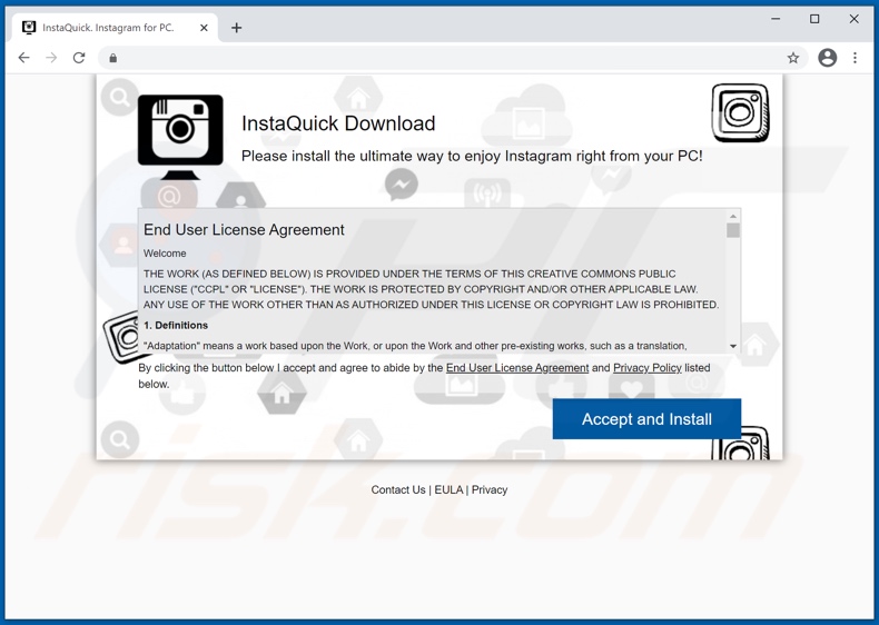Sitio web de promoción de adware InstaQuick