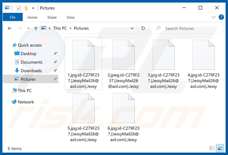 Archivos encriptados por el ransomware Jessy (extensión .Jessy)