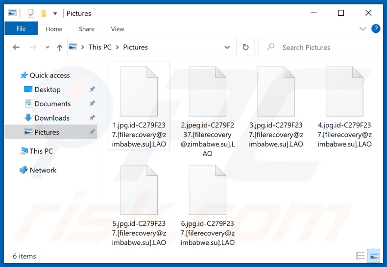 Archivos encriptados por el ransomware LAO (extensión .LAO)