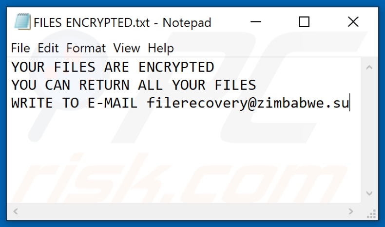 Archivo de texto del ransomware LAO (FILES ENCRYPTED.txt)
