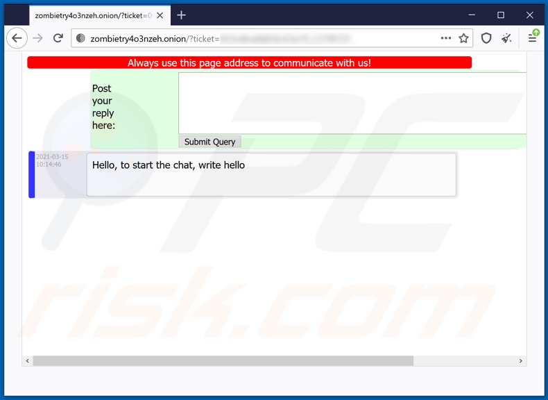 Sitio web del ransomware LAO