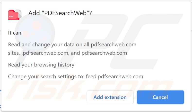 Notificación del secuestrador del navegador PDFSearchWeb