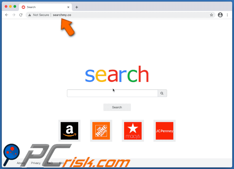 Searchmy.co redirecciona a webcrawler.com (GIF)