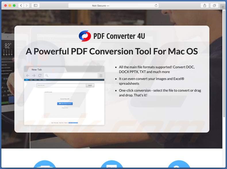 Searcher4u.com redireccionando al sitio web que promociona pdfconverter4u