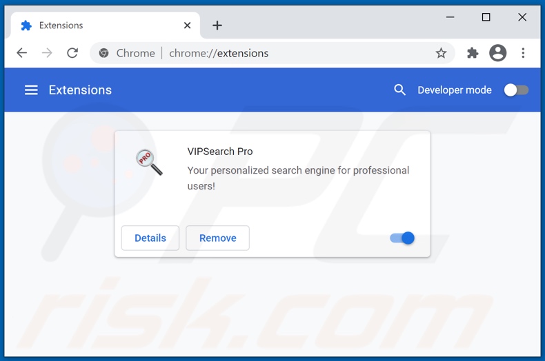 Eliminando las extensiones de Google Chrome relacionadas con vipsearch.guru