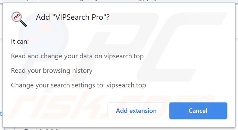 El secuestrador de navegador vipsearch.guru solicita varios permisos