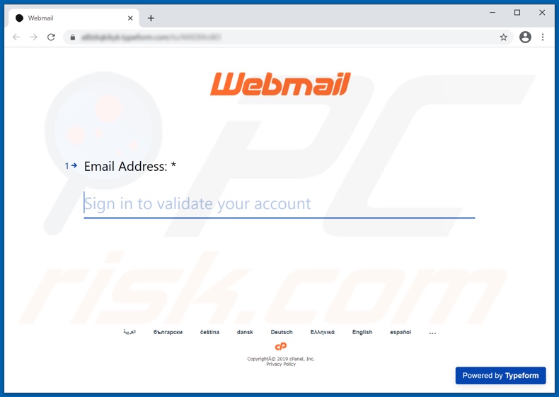 Correo electrónico estafa promovido sitio web de phishing 