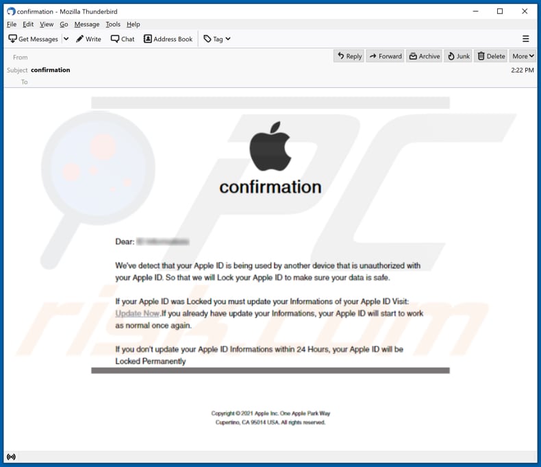 Email Estafa ID de Apple