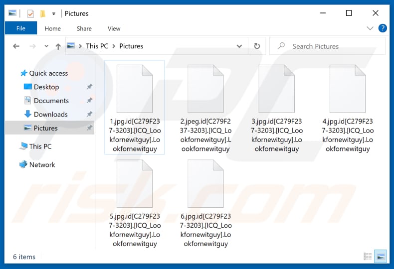 Archivos encriptados por el ransomware Lookfornewitguy (extensión .Lookfornewitguy)