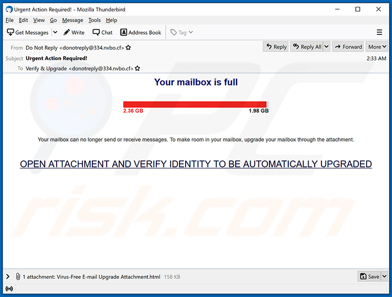 Correo electrónico de spam Your Mailbox Is Full (2021-04-15)