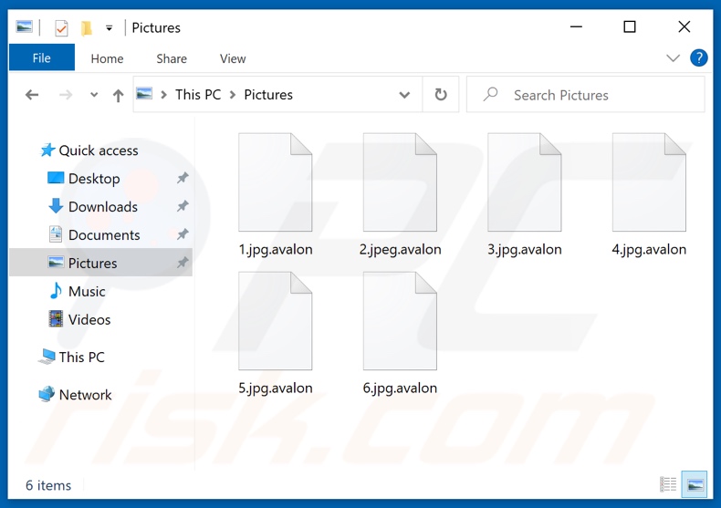 Archivos encriptados por el ransomware Avalon (extensión .avalon)