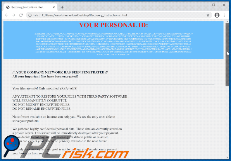 Archivo HTML del ransomware Datalock GIF (Recovery_Instructions.html)