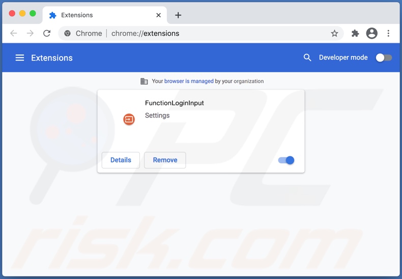 Secuestrador de navegadores FunctionLogInput instalado en Google Chrome