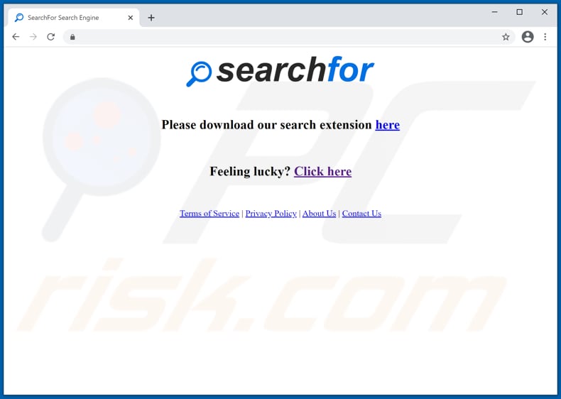 Sitio web utilizado para promover el secuestrador de navegador SearchFor