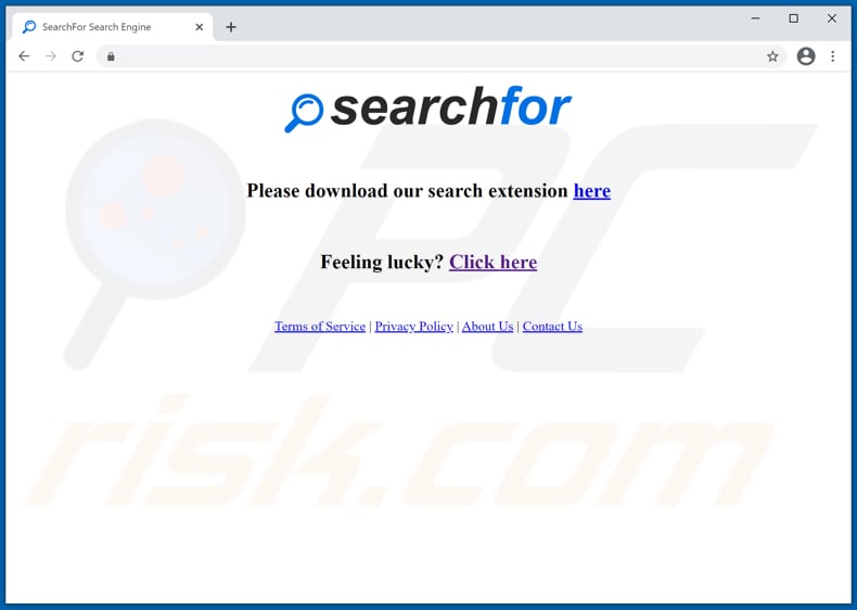 Sitio web utilizado para promover el secuestrador de navegador SearchFor