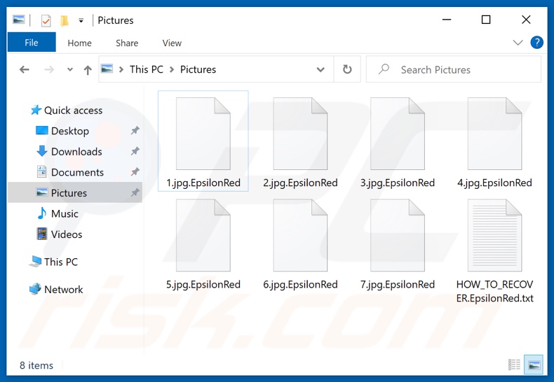 Archivos encriptados por el ransomware EpsilonRed (extensión .EpsilonRed)