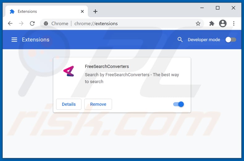 Eliminando las extensiones de Google Chrome relacionadas con freesearchconverters.com