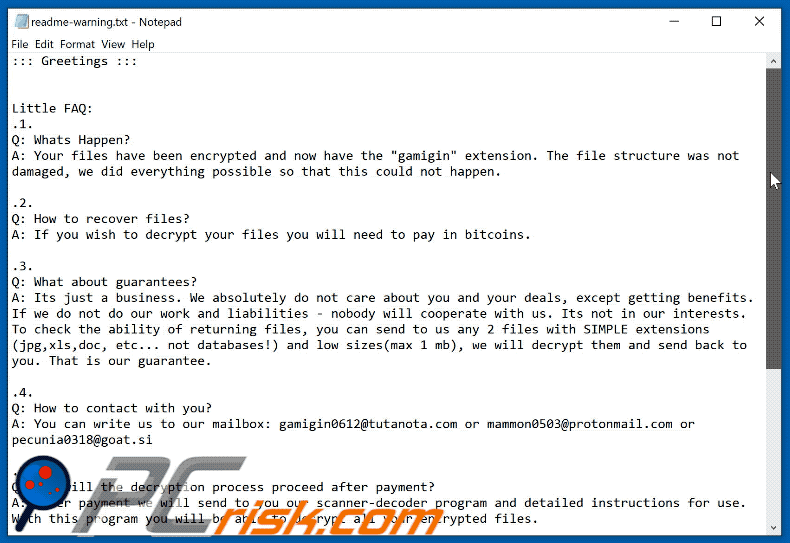 Archivo de texto del ransomware Gamigin GIF (readme-warning.txt)