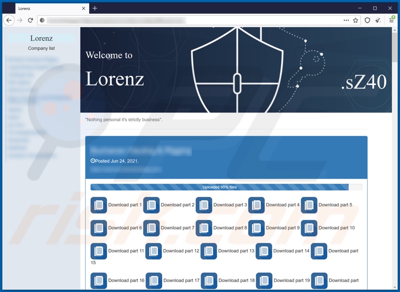 Sitio web de filtración de datos del ransomware Lorenz