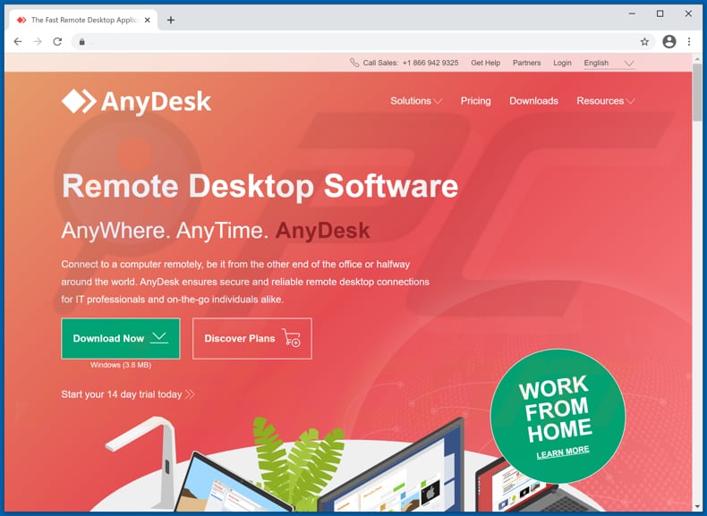 Sitio falso de AnyDesk utilizado para distribuir el ladrón de información Mini-Redline