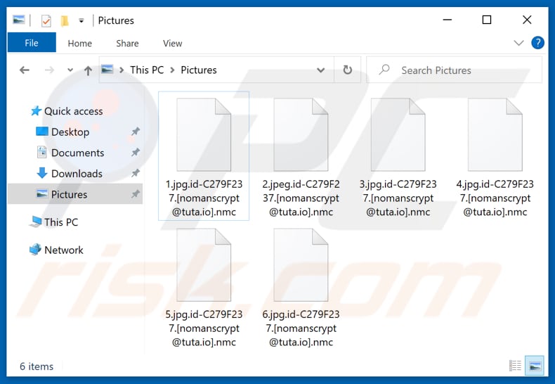 Archivos encriptados por el ransomware Nmc (extensión .nmc)