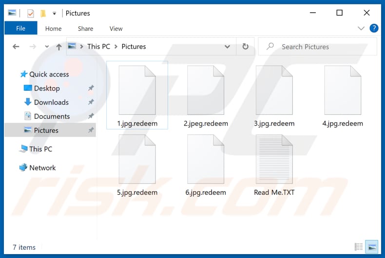 Archivos cifrados por el ransomware Redeemer (extensión .redeem)